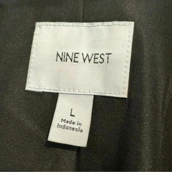 Nine West Faux Leather Blazer Jacket One Button Chic Edgy Modern Minimalist L - Picture 4 of 4